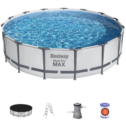 Bestway Okrugli bazen sa metalnim okvirom 457x107cm Steel Pro MAX Set Cene