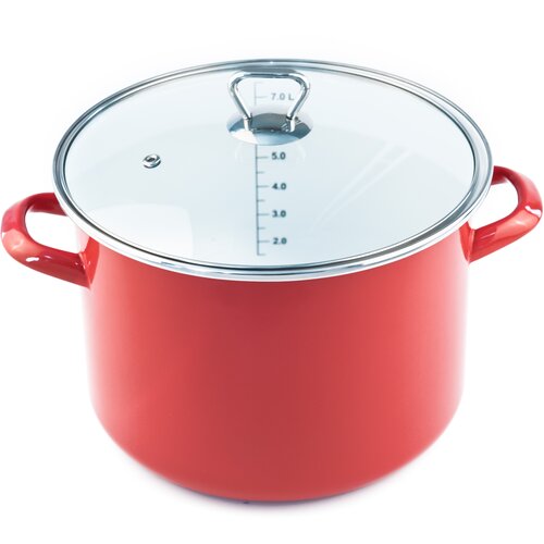 Fackelmann lonac+stakleni poklopac 24cm,em. 7.5l, Crveni Slike