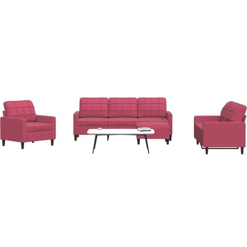 vidaXL 4-dijelni set sofa s jastucima crvena boja vina baršunasti Cene