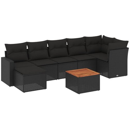 Maison Chic Seti vrtnega pohištva - Vrtna garnitura - Vrtni pohištvo set 8-delna z blazinami črn poli ratan, (21799238) Cene