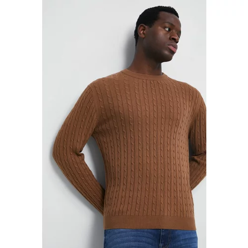 Medicine Pamučni pulover za muškarce, boja: smeđa, lagani