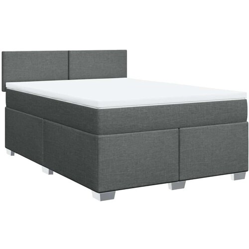 VidaXL Krevet s oprugama i madracem tamnosivi 140x190 cm od tkanine Slike