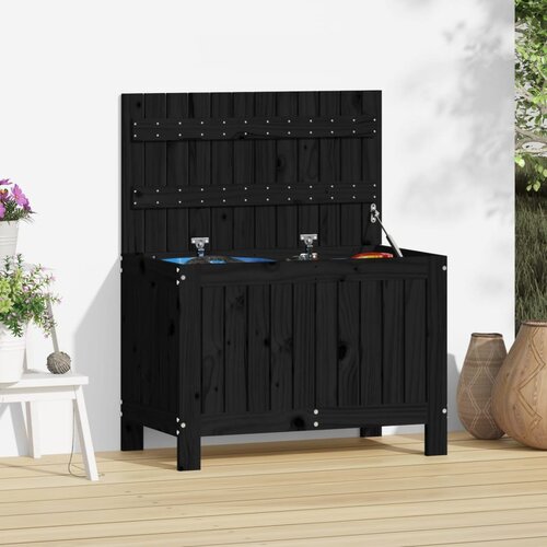 VidaXL Vrtna kutija za pohranu crna 76x42 5x54 cm od masivne borovine Slike