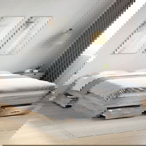 Furnova Posteljni okvir s predali siva sonoma 150x200 cm inženirski les, (21942725) Slike