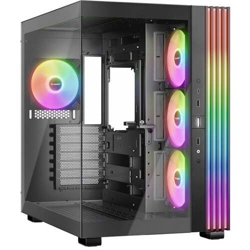 BE QUIET light base 600 lx black, mb compatibility: atx / m-atx / mini-itx, argb illumination, 4 light wings lx 120mm pwm fans, fully windowed front and side panel, 2 argb and fan hubs with 12 connectors in total, space for up to two radiators up to 360mm Cene