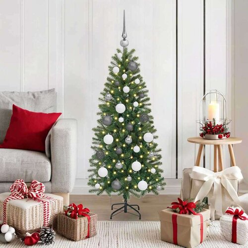 vidaXL Umestno božično drevo med 150 LED Zelena 120 cm PE in PVC Cene
