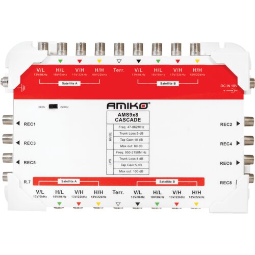 Amiko Multiswitch 9/8 z dodatnim napajanjem, kaskadni - AMS9X8 Cene