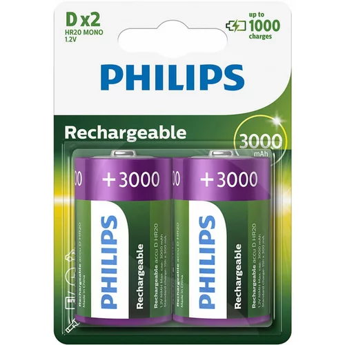 Philips Polnilna baterija D (LR20), 3.000 mAh