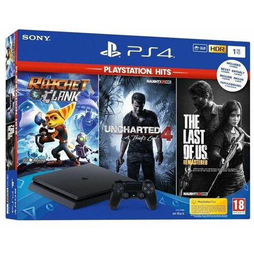 Sony PS4 PlayStation 4 Slim 1TB crna + Playstation Hits 3 igre + Red Dead Redemption 2 Slike