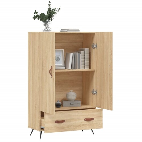  Visoka komoda boja hrasta 69,5 x 31 x 115 cm konstruirano drvo Slike