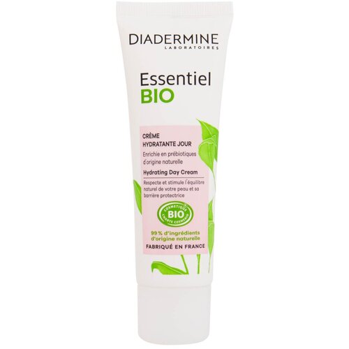 Diadermine Essentiel Bio Hydrating Day Cream dnevna krema za obraz za vse tipe kože 50 ml po&amp;scaron;kodovana &amp;scaron;katla za ženske Slike