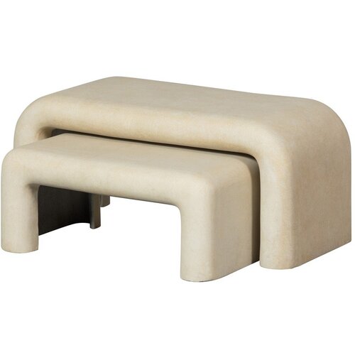 WOOOD Kremno bele mizice v kompletu 2 ks v kamnitem dekorju 42x92 cm Stani &amp;ndash; Slike