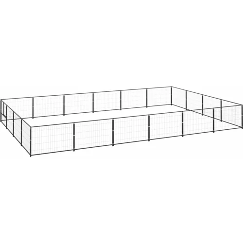 vidaXL kavez za pse crni 24 m² čelični