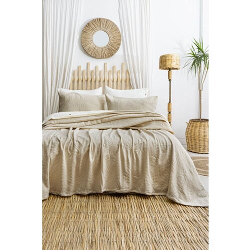  silvia - beige beige double bedspread set Cene