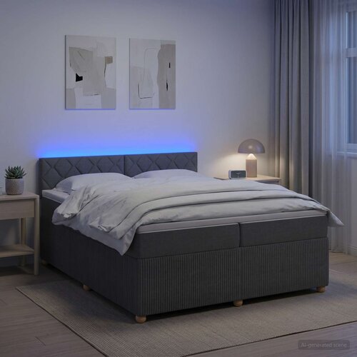  Boxspring krevet s madracem Tamnosiva 200 x 200 cm Tkanina Slike