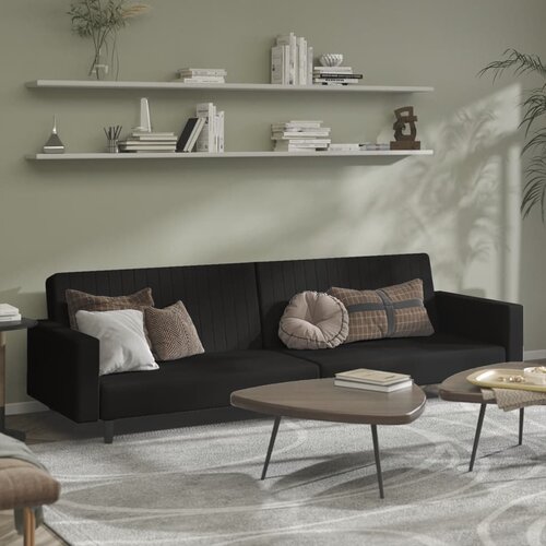  The Living Store Kavč dvosed z leži&amp;scaron;čem črn žamet - Raztegljiv Kavč, (21495003) Slike