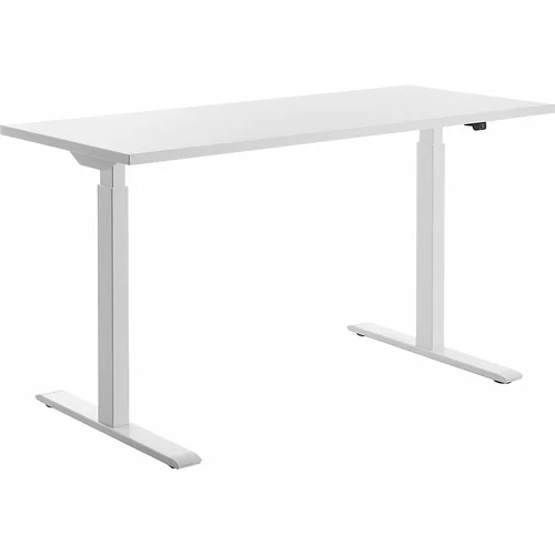 Top Star Pisalna miza z električno nastavitvijo višine, ŠxG 1400 x 600 mm, bela plošča, belo ogrodje