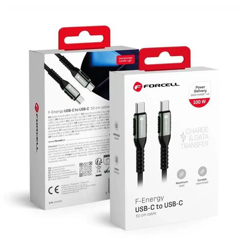  USB C na USB C kabel Forcell F-Energy QC4.0 PD 5A 100W Cafule 0,5 m C260 crni Cijene