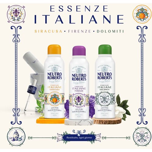 Neutro Roberts Italiane Firenze dezodorant v pr&amp;scaron;ilu z 48-urnim učinkom 200 ml Slike