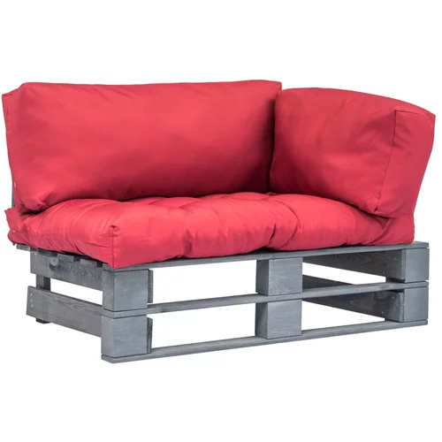 vidaXL Vrtna sofa od paleta s crvenim jastucima od borovine