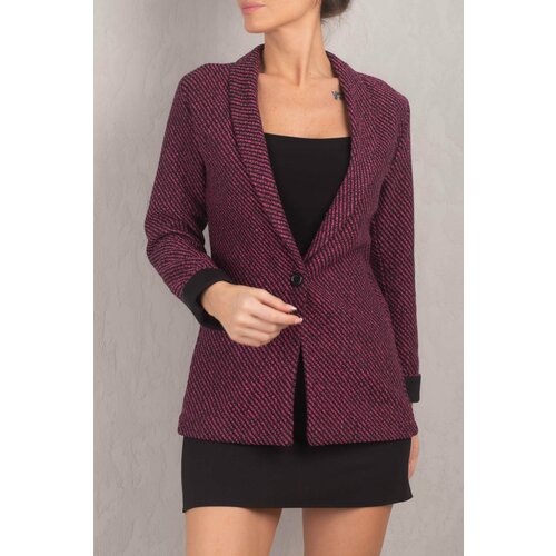 armonika Women's Pink Striped Fold Sleeve Single Button Cachet Jacket Slike