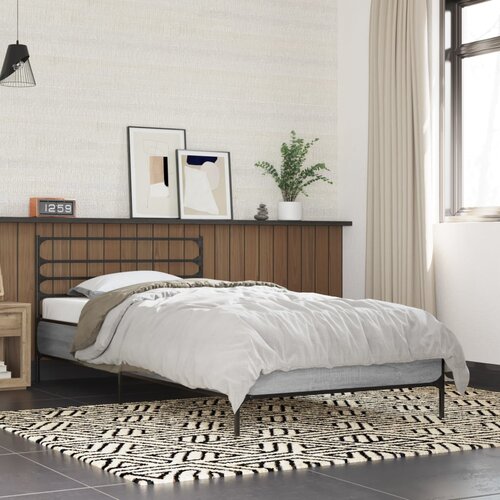  Okvir za krevet boja hrasta 90x200 cm konstruirano drvo i metal Siva 90 x 200 cm Slike