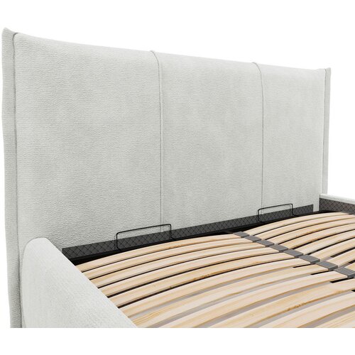 MID.YOU OBLAZINJENA POSTELJA 160 cm x 200 cm , les, tekstil, leseni material krem barve Slike