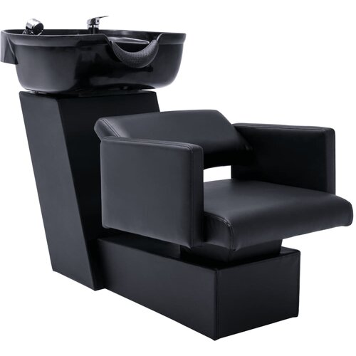 VidaXL salonski stol z umivalnikom črn 129x59x82 cm umetno usnje Slike