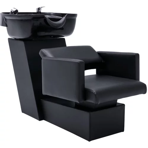 vidaXL salonski stol z umivalnikom črn 129x59x82 cm umetno usnje