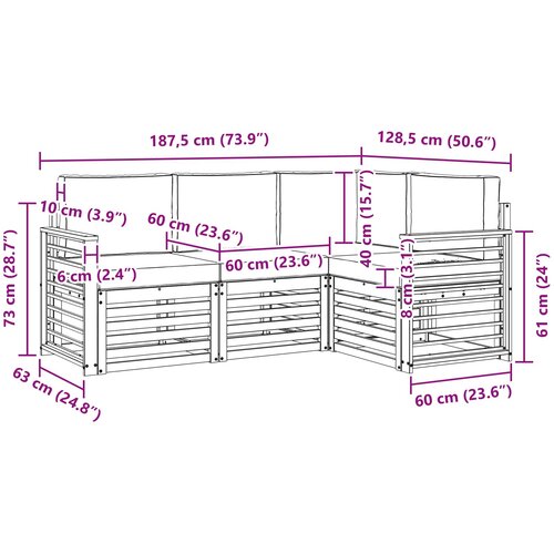  Setovi sofa s jastukom 4 pcs Bijela i krem Poliester Slike