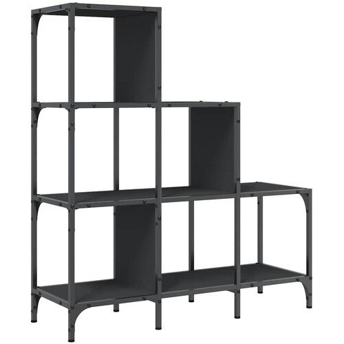  Regal za knjige crni 92 x 30 x 102 cm konstruirano drvo i metal Slike