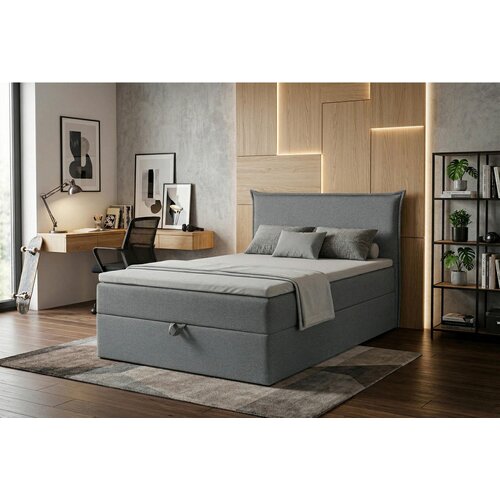 MID.YOU POSTELJA Z VZMETNICO 120 cm x 200 cm , tekstil, leseni material srebrne barve Slike
