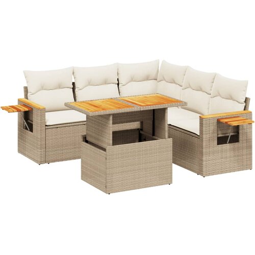 vidaXL 6-dijelni set vrtnih sofa s jastucima bež od poliratana Cijene