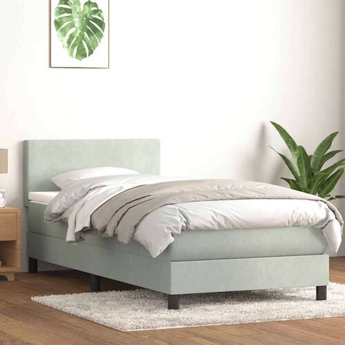 Box spring postelja z vzmetnico svetlo siva 80x220 cm žamet, (21791514) Slike