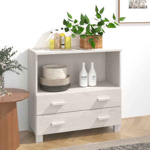vidaXL komoda bela 85x35x80 cm trdna borovina Cene