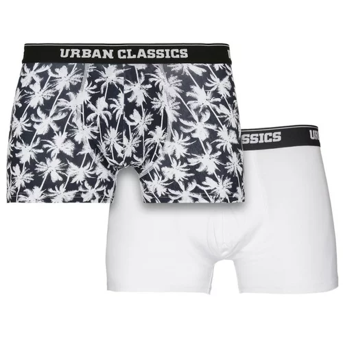 Urban Classics Men Boxer Shorts Double Pack Palm Aop+white
