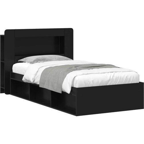  Okvir kreveta s pohranom Crna 75 x 190 cm Konstruirano drvo Slike