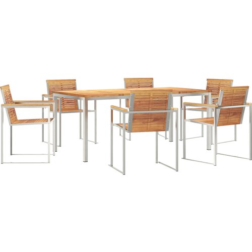 vidaXL 7-dijelni set za blagovanje u vrtu od čvrste tikovine, vanjski blagovački stol 180x90x75 cm od čvrste tikovine Cijene