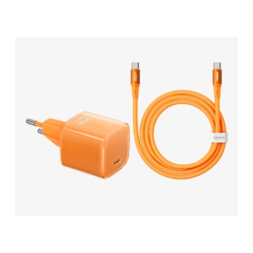 Remax SET:Strujni punjac IceCrystal GaN 1XTIP C 60W+kabl TIP C CA26, narandzasti Cene