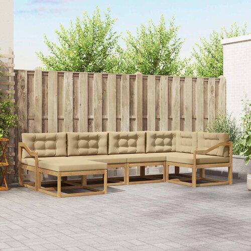 Set vanjskih sofa s jastukom 5 pcs Bijela i bež Poliester Cene