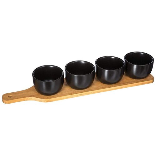 Gusto Casa Set servirne skledice na podstavku 39x8cm / 4 kos / keramika, les, (21318263) Slike