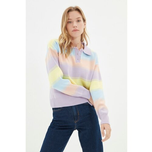 Trendyol blue Color Block Polo Collar Knitwear Sweater Slike
