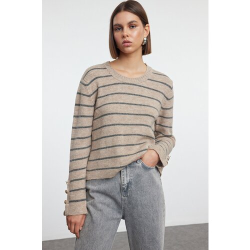 Trendyol Beige Basic Striped Knitwear Sweater Cijene