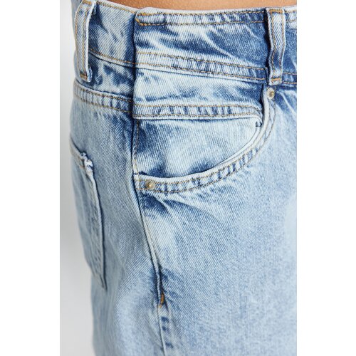 Trendyol Blue Waist Detailed High Waist 90's Wide Leg Jeans Cene