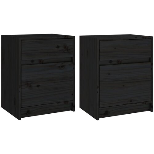 Maison Chic Dvo delni komplet Nočne omarice - Nočne mize črna 40x31x50 cm trdna borovina, (21689169) Slike