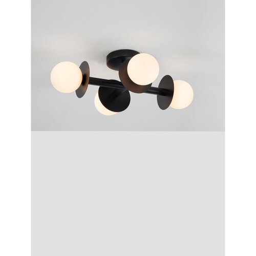 Nova Luce Bela/črna kovinska stropna svetilka s steklenim senčilom 37x51 cm Pielo &amp;ndash; Slike