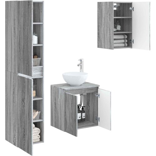  Set namje&amp;scaron;taja za kupaonicu 3 kom. Siva Sonoma 33 x 34.5 x 160 cm Slike