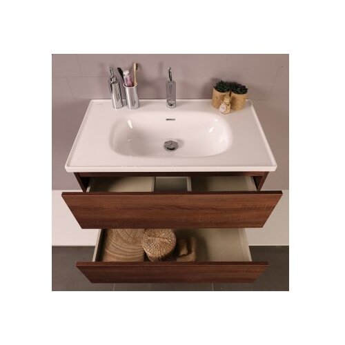 Hanah home Set kupaonskih ormarića s umivaonikom i ogledalom, 2 komada, krem Slike