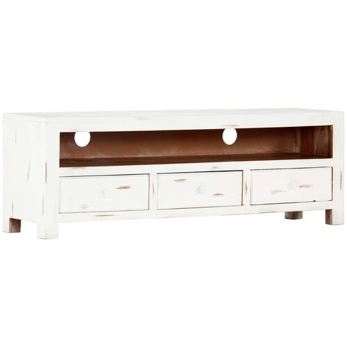 vidaXL TV omarica bela 120x30x40 cm trden akacijev les, (20913377) Cene