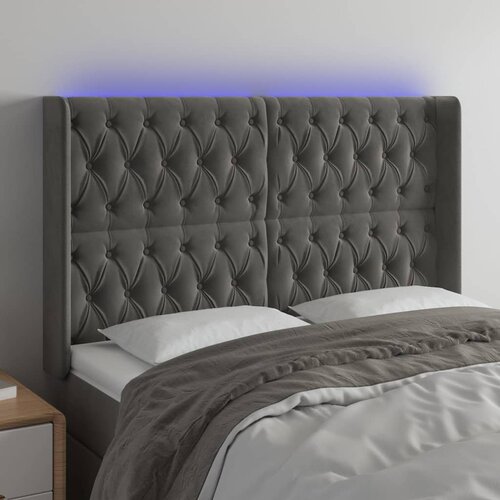 The Living Store led posteljno vzglavje temno sivo 163x16x118/128 cm žamet - led vzglavje, (21418447) Slike
